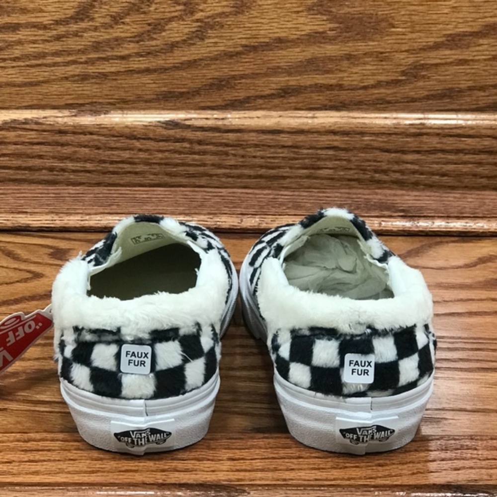 Vans Classic Slip‎ On Sherpa Checkerboard Blanc Shoes - Picture 6 of 8